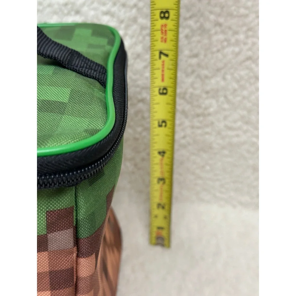 Thermos Minecraft Lunch Box Green Brown Pixelated Grass Block Insulated Bag